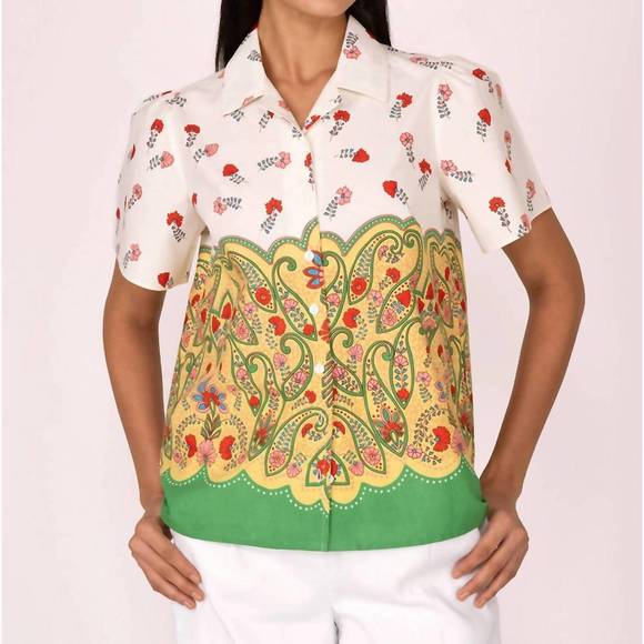 NEW BANJANAN iona shirt in paisley ming - Picture 2 of 6